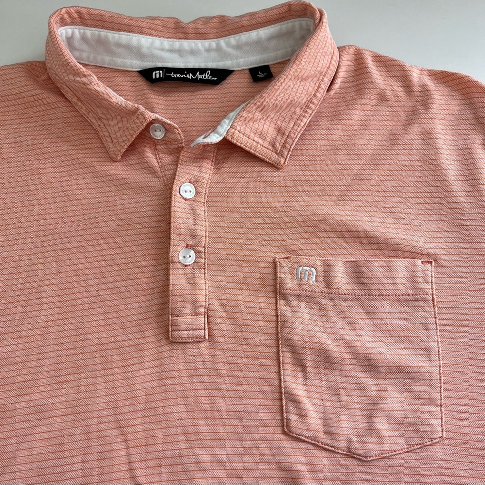 Travis Mathew‎ Men’s Orange Stripe Short Sleeve Golf Polo Large